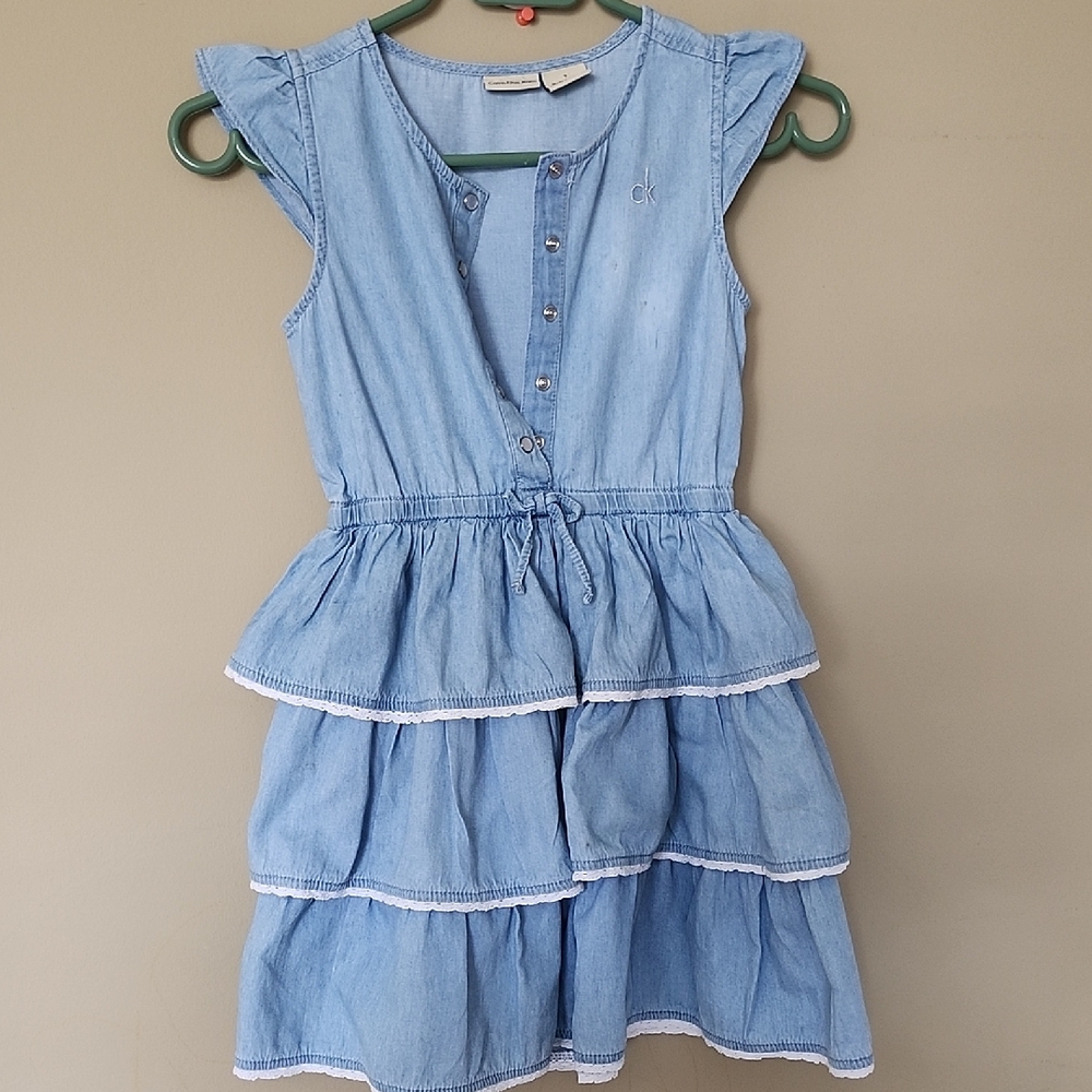 Calvin Klein Kids Blue Tiered Dress 7years